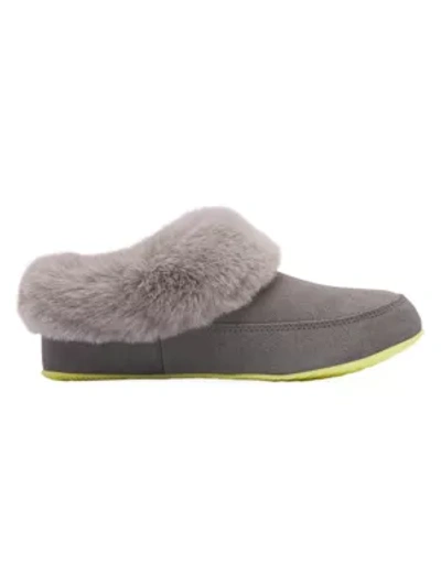Sorel Go Coffee Run Faux Fur-lining Suede Slippers In Quarry