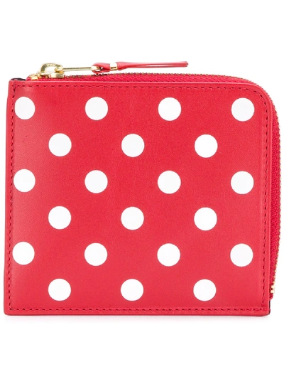 Comme Des Garçons Dots Printed Wallet In Red