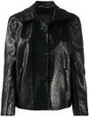Ermanno Scervino Black Python Effect Laminated Jacket In Black