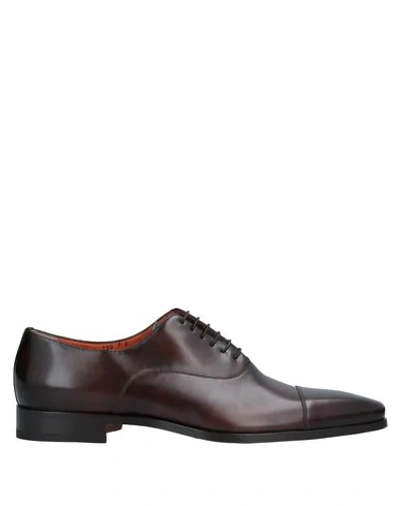 Santoni Lace-up Shoes In Dark Brown