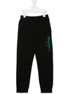 Balmain Black Trousers With Blue Logo In Black