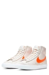 Nike Blazer Mid '77 High Top Sneaker In Light Bone/ Orange/ Orange