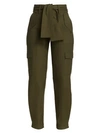 Derek Lam 10 Crosby Elian Cropped Belted Cotton-blend Twill Tapered Pants In Fatigue