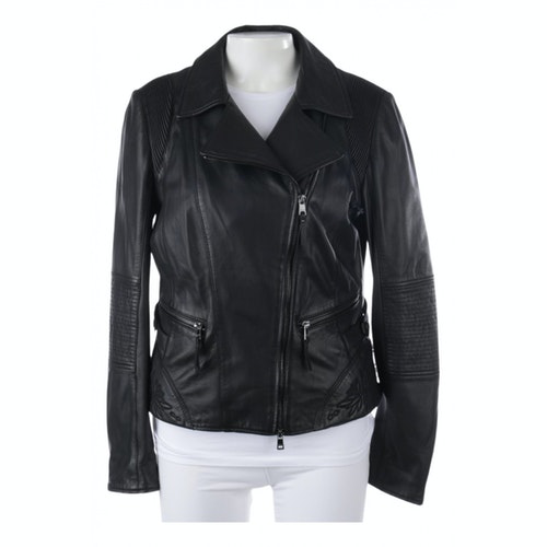 Pre-Owned Marc Cain Black Leather Jacket | ModeSens