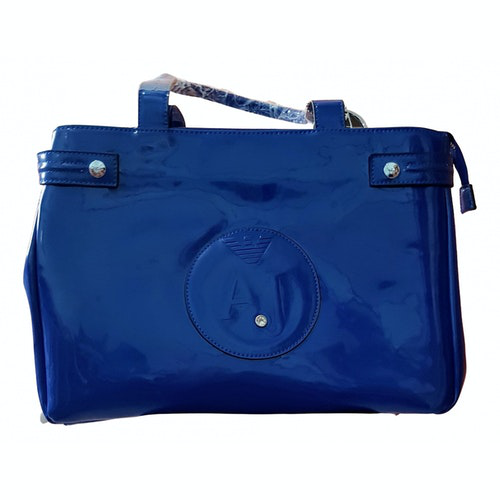 Pre-Owned Armani Jeans Blue Patent Leather Clutch Bag | ModeSens