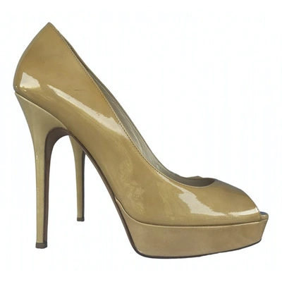 Pre-owned Jimmy Choo Patent Leather Heels In Beige