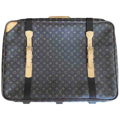 Pre-Owned Louis Vuitton Satellite Brown Cloth Travel Bag | ModeSens