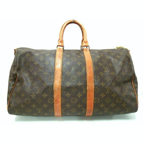 Pre-Owned Louis Vuitton Keepall Brown Leather Travel Bag | ModeSens