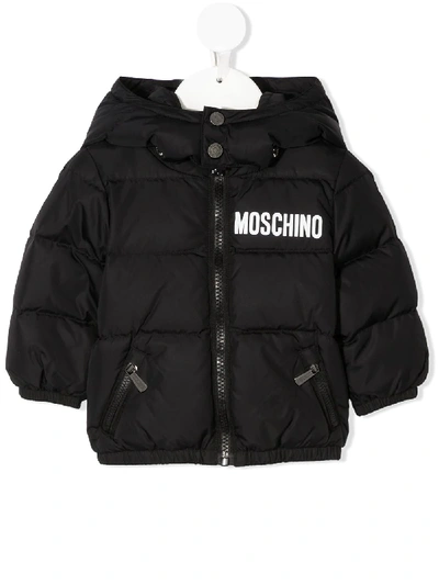 Moschino Babies' Logo-print Padded Jacket In Black