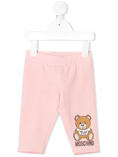 Moschino Babies' Teddybear Print Trousers In Pink