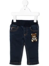 MOSCHINO EMBROIDERED TEDDYBEAR JEANS