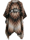 PALM ANGELS GEOMETRIC HOODED PONCHO