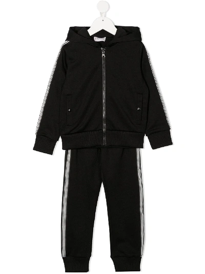 Moncler Kids' Side Stripe Hooded Tracksuit In Black