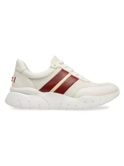 Bally Web Athletic Leather Mix Media Chunky Sneakers In White