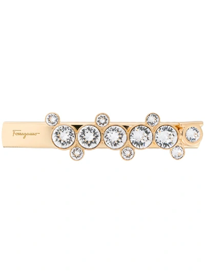 Ferragamo Gem Embellished Hair Clip In Gold