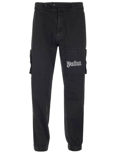 Palm Angels Logo-print Cargo Trousers In Black