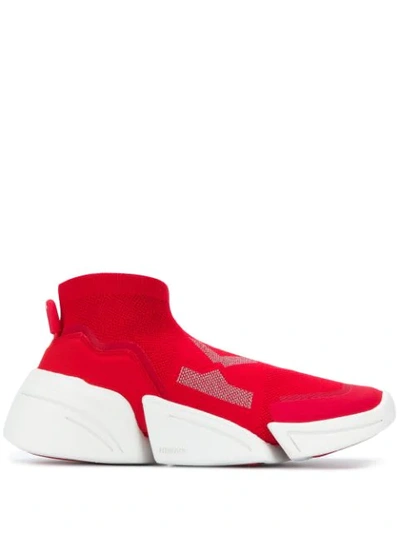 Kenzo K-sock K Logo Laceless Sneakers In Red
