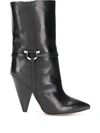 Isabel Marant Lunder High Heels Ankle Boots In Black Leather In Black