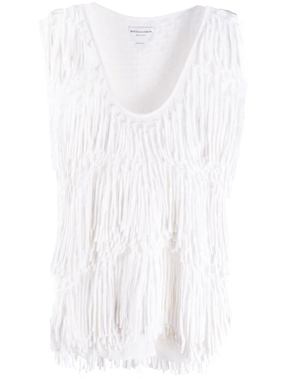 Bottega Veneta Fringed Knit Cotton & Silk Top In White
