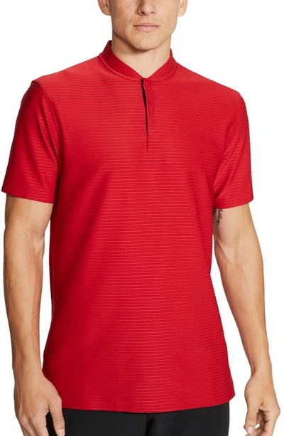 Nike Tiger Woods Ribbed Dri-fit Stretch-jersey Golf Polo Shirt In Gym Red/ Black