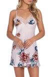 IN BLOOM BY JONQUIL FLORAL PRINT SATIN CHEMISE,GDM110