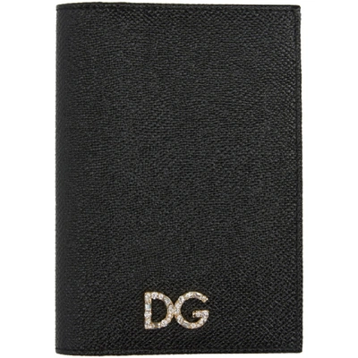 Dolce & Gabbana Dolce And Gabbana Black Dauphine Crystal Passport Holder In 80999 Black