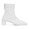 ACNE STUDIOS WHITE BRANDED HEELED BOOTS