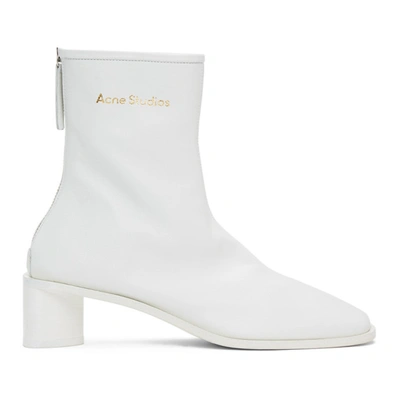 Acne Studios Women's Bertine Logo Leather Boots In White