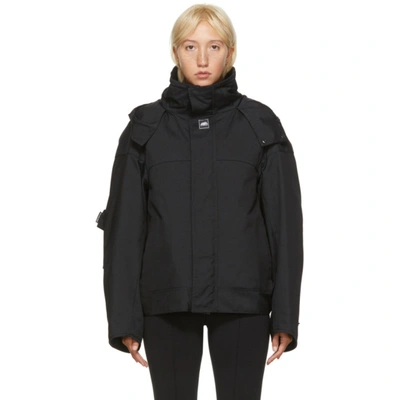 Balenciaga Upside Down Hooded Technical Jacket In Black