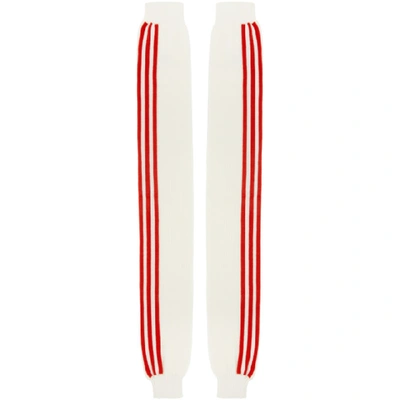 Adidas Lotta Volkova White And Red 3-stripes Leg Warmers In White Red