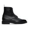 Thom Browne Black Pebble Leather Wingtip Boots