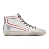 GOLDEN GOOSE WHITE & RED SLIDE HIGH-TOP SNEAKERS