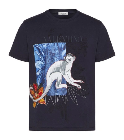 Valentino Mural Jungle Print T-shirt In Blue