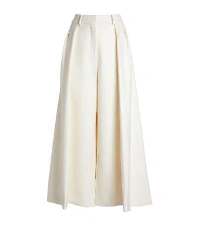 Khaite Helina Wool-blend Pleated Culottes In White