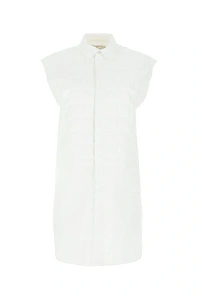 Bottega Veneta Padded Front Sleeveless Long Shirt In Optic White