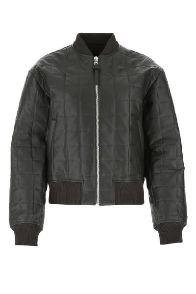 Bottega Veneta Quilted Leather & Silk Bomber Jacket In Fondente