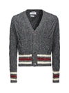 THOM BROWNE THOM BROWNE STRIPED CABLE KNIT CARDIGAN