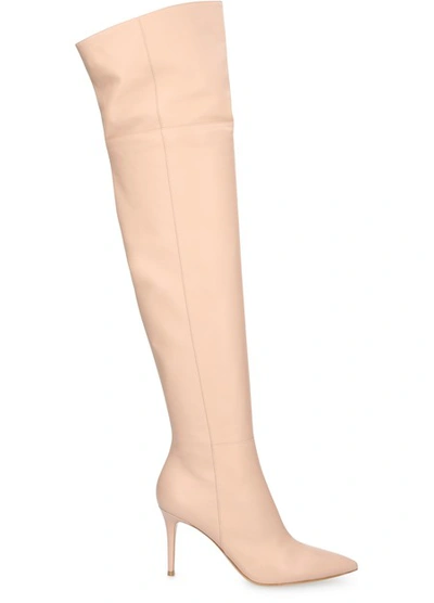 Gianvito Rossi 105mm Leather Over-the-knee Boots In Peach