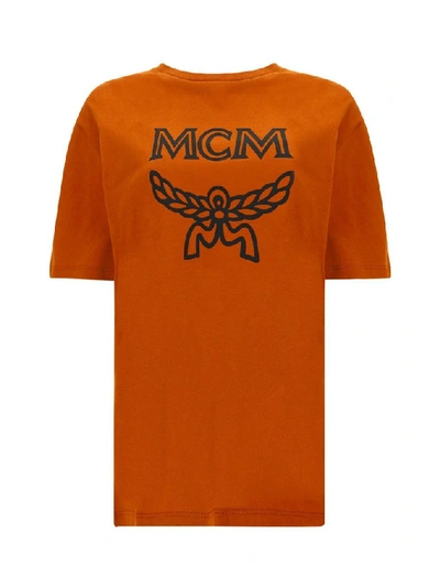 Mcm Logo-print Cotton T-shirt In Orange