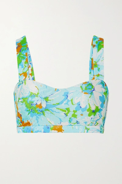 Faithfull The Brand + Net Sustain Provence Floral-print Bikini Top In Blue