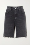 Agolde 90's Pinch Waist High Rise Straight Leg Shorts In Black