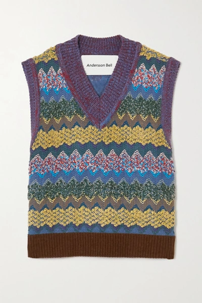 Andersson Bell Crochet-knit Vest In Purple