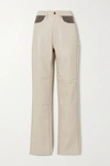 ANDERSSON BELL Mabel vegan leather and herringbone wool-blend straight-leg trousers