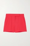 Alice And Olivia Dylan High Waist Tab Pintuck Shorts In Red