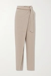 ANDERSSON BELL EMMA BELTED LAYERED MÉLANGE WOVEN TAPERED PANTS