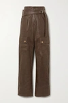 ANDERSSON BELL KATIA BELTED VEGAN LEATHER STRAIGHT-LEG CARGO PANTS