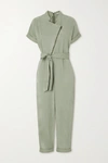 ALICE AND OLIVIA LEONARDA BELTED LYOCELL-BLEND TWILL JUMPSUIT