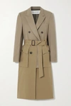 ANDERSSON BELL BELTED LAYERED COTTON-TWILL AND WOOL-BLEND TRENCH COAT