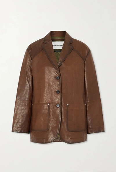 Andersson Bell Theron Paneled Leather Blazer In Brown