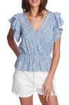 1.STATE FLORAL DITSY CROSS FRONT PEPLUM BLOUSE,8130601